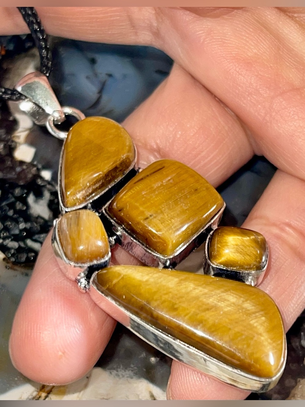 Chatoyant Golden Tiger Eye Crystal Pendant 2 1/2”